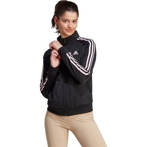 Adidas Vintage Running Jacket Women’s Black/Light Pink Stripes  Front Zipper Sm